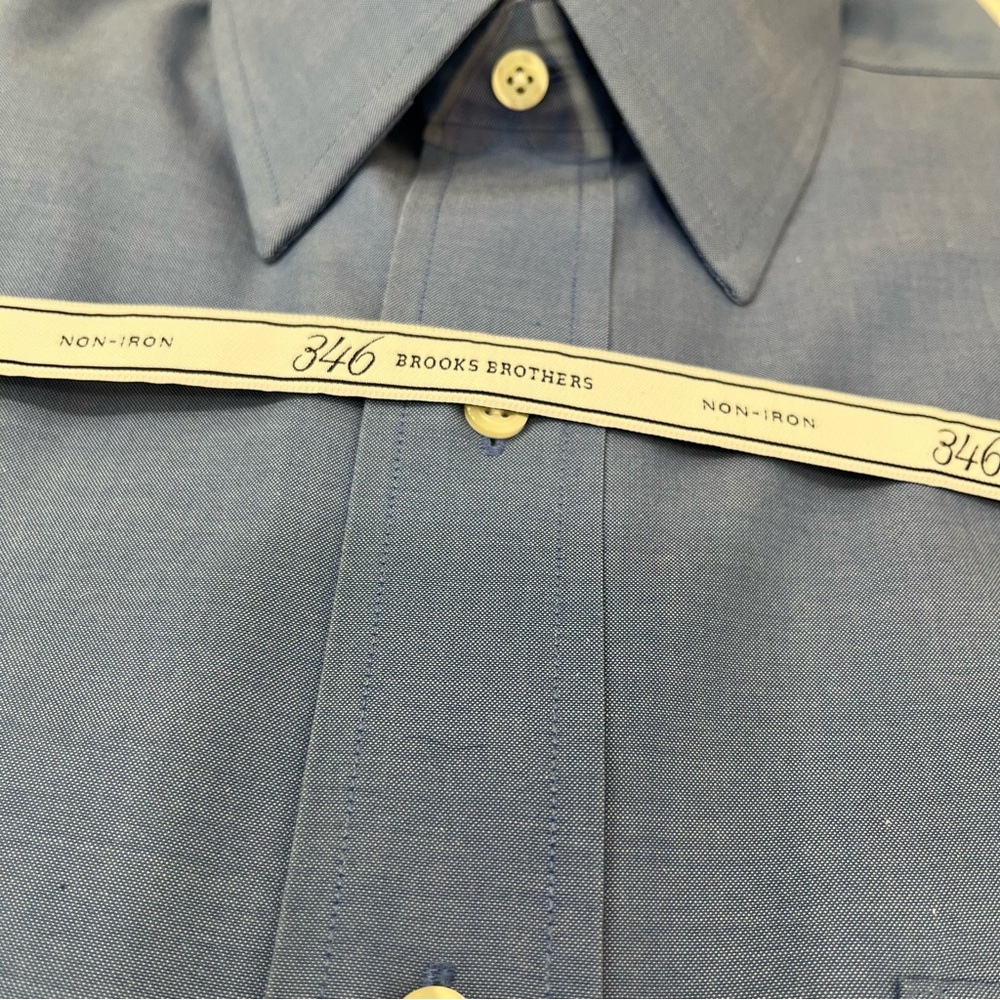 BROOKS BROTHERS {16.5} Non-Iron 346 Blue Dress Shirt NWT - Picture 4 of 4